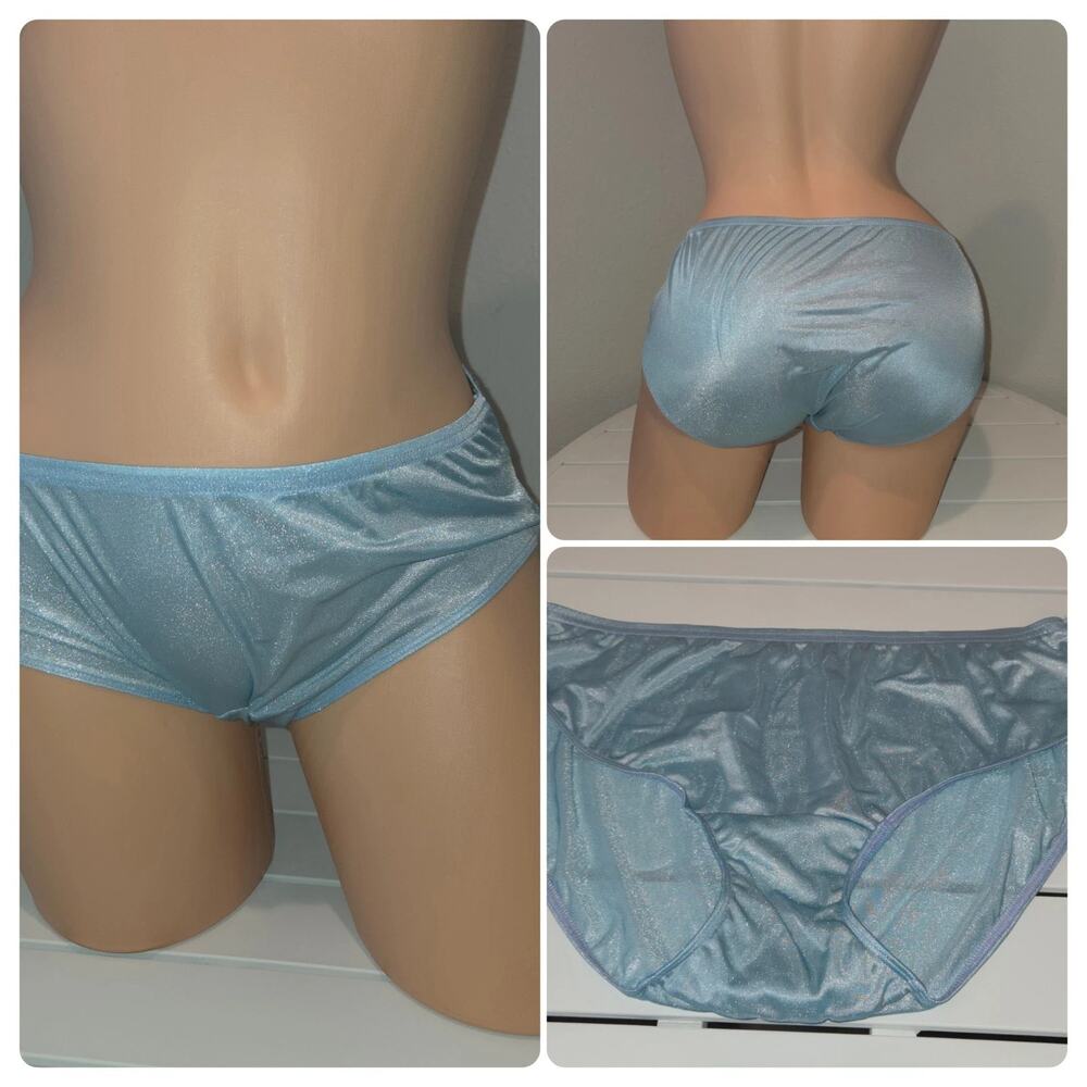 Shadowline 11032 Bikini Panty Shiny Nylon Full Cut Silky Blue Drift